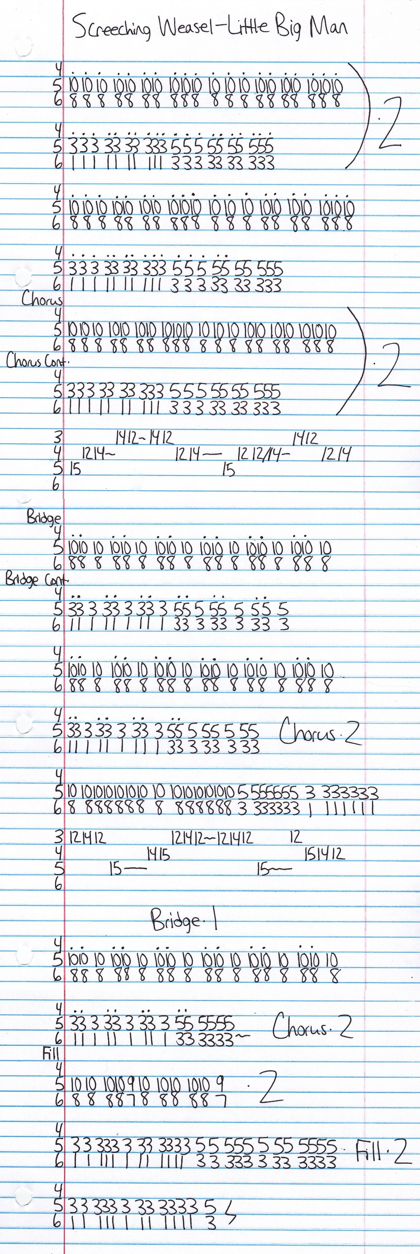 High quality guitar tab for Little Big Man by Screeching Weasel off of the album First World Manifesto. ***Complete and accurate guitar tab!***